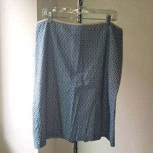 Talbots eyelet pencil skirt in baby blue and white